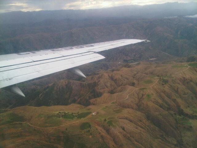 Flying over the Andes into Sucre, Bolivia